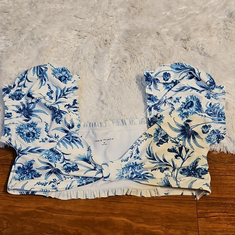Janie and Jack Blue and White Patterned Swimwear Girls Size 18‎